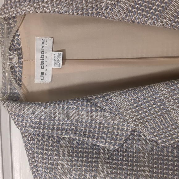 Liz Claiborne 90s tweed grey light blue oversize blazer 12 - Picture 2 of 6